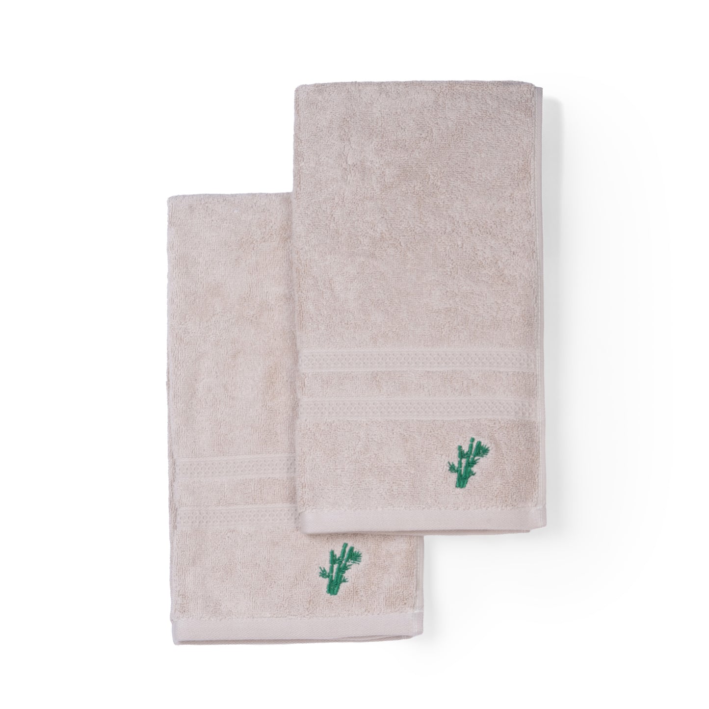 Feather & Spun Bamboo Cotton Hand Towel | Lavender Fragrance | Oeko-TEX® Standard 100 | Double Needle Stitch | Anti Microbial | 600 GSM | 40 cms x 71 cms - Almond Cream | Pack of 2