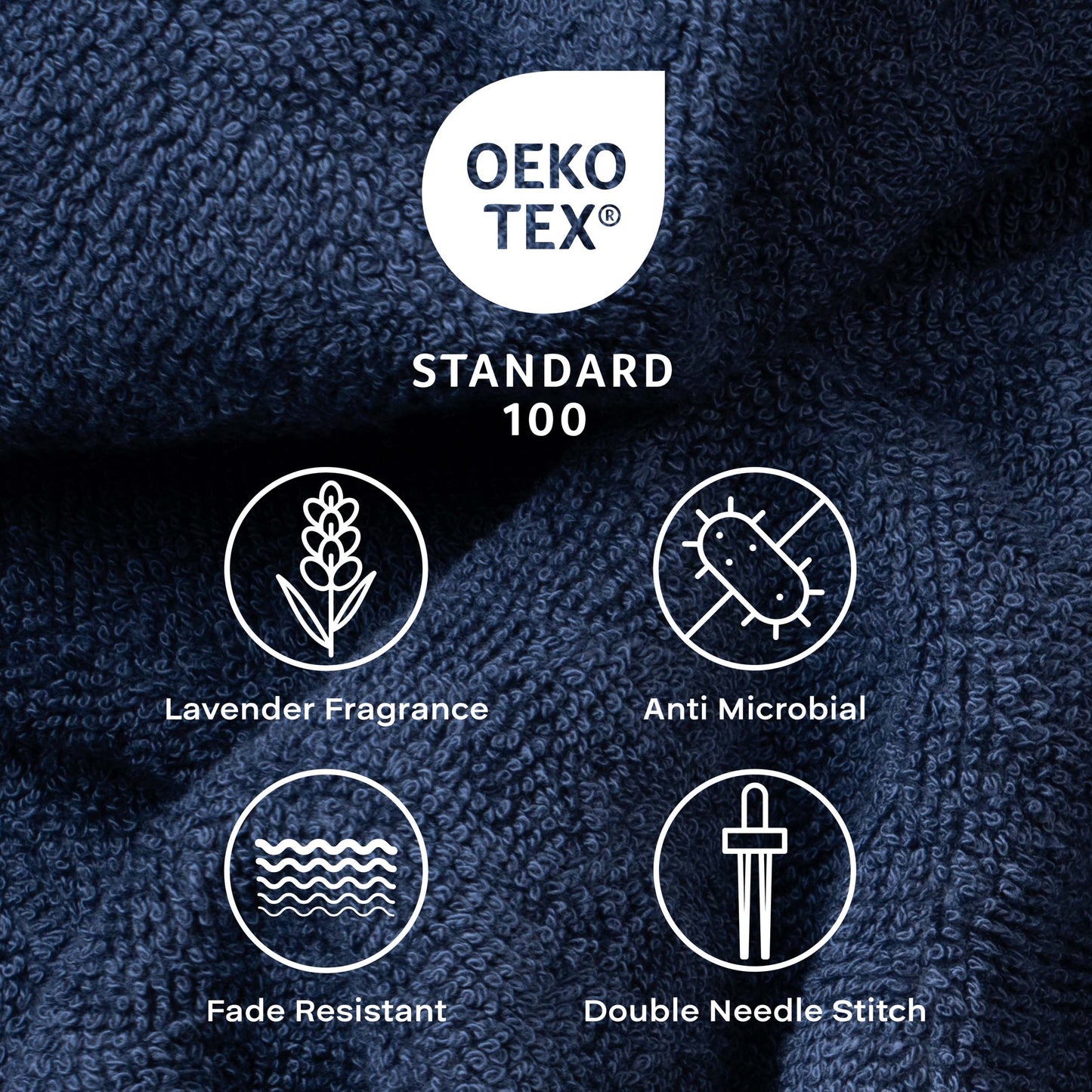 Feather & Spun Bamboo Cotton Bath Towel | Lavender Fragrance | Oeko-TEX® Standard 100 | Double Needle Stitch | Anti Microbial | 600 GSM | 76 cms x 137 cms - Midnight Indigo | Pack of 1