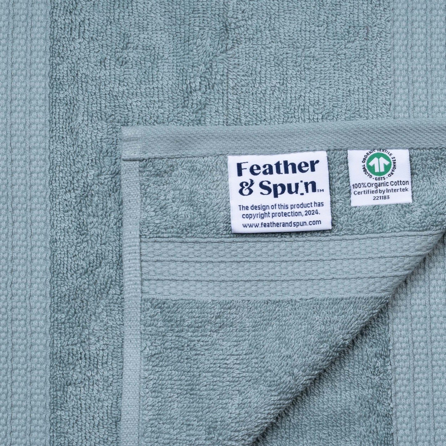 Feather & Spun 100% Organic Face Towel | Lavender Fragrance | Oeko-TEX® Standard 100 | Double Needle Stitch | Anti Microbial | 100% Cotton - 550 GSM | 33 cms x 33 cms - Mint Breeze | Pack of 4