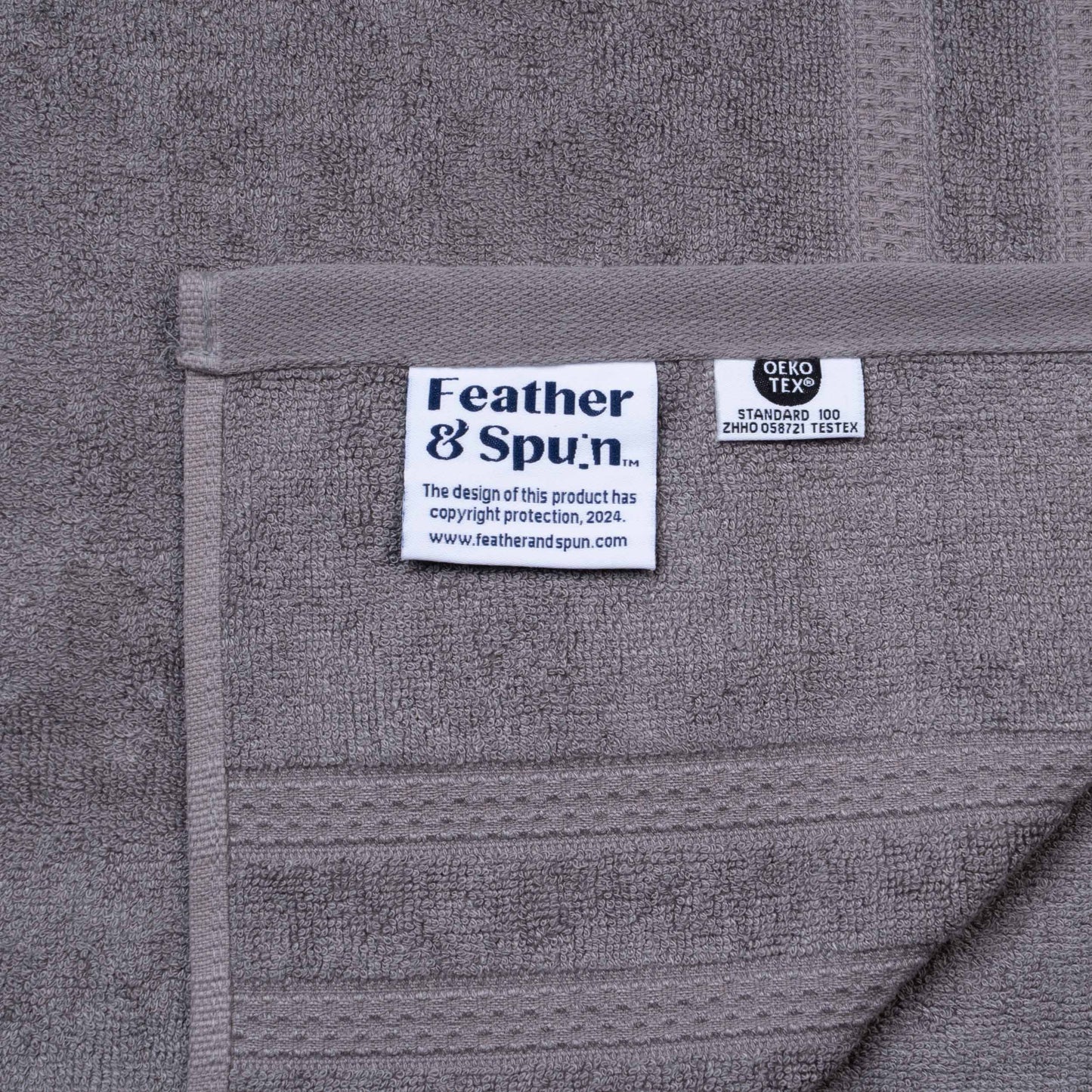 Feather & Spun Bamboo Cotton Hand Towel | Lavender Fragrance | Oeko-TEX® Standard 100 | Double Needle Stitch | Anti Microbial | 600 GSM | 40 cms x 71 cms - Smoke Grey | Pack of 2