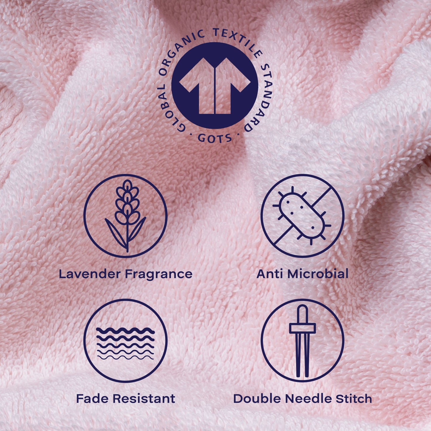 Feather & Spun 100% Organic Bath Towel | Lavender Fragrance | Oeko-TEX® Standard 100 | Double Needle Stitch | Anti Microbial | 100% Cotton - 650 GSM | 76 cms x 137 cms - Velvet Rose | Pack of 1