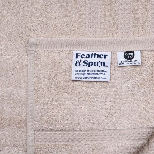 Bamboo Cotton Bath Towel in Almond Cream, stacked