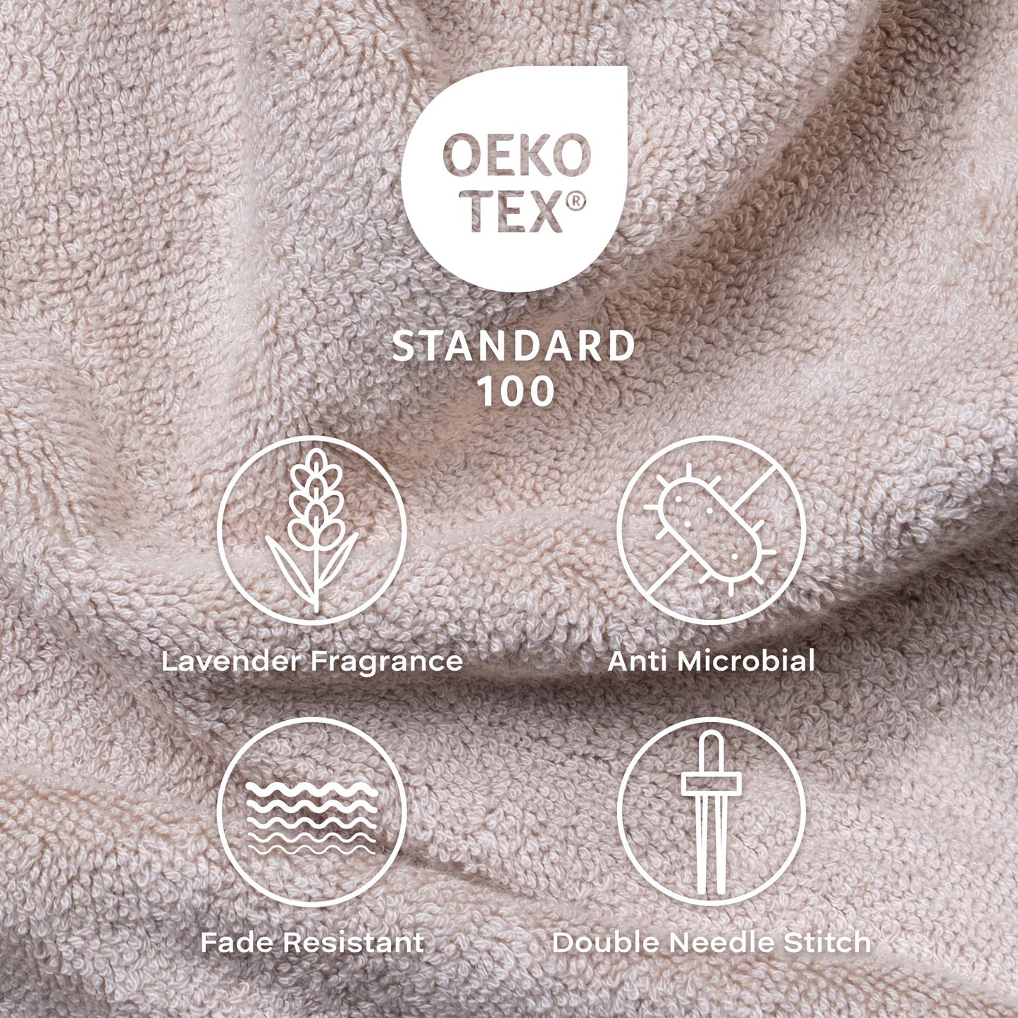 Feather & Spun Bamboo Cotton Bath Towel | Lavender Fragrance | Oeko-TEX® Standard 100 | Double Needle Stitch | Anti Microbial | 600 GSM | 76 cms x 137 cms - Almond Cream | Pack of 1