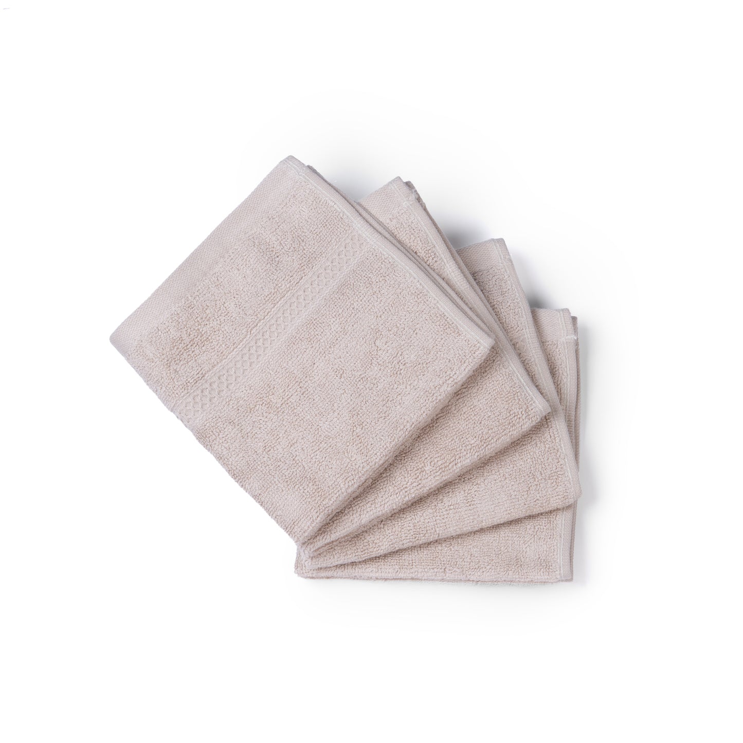 Feather & Spun Bamboo Cotton Face Towel | Lavender Fragrance | Oeko-TEX® Standard 100 | Double Needle Stitch | Anti Microbial | 600 GSM | 33 cms x 33 cms - Almond Cream | Pack of 4