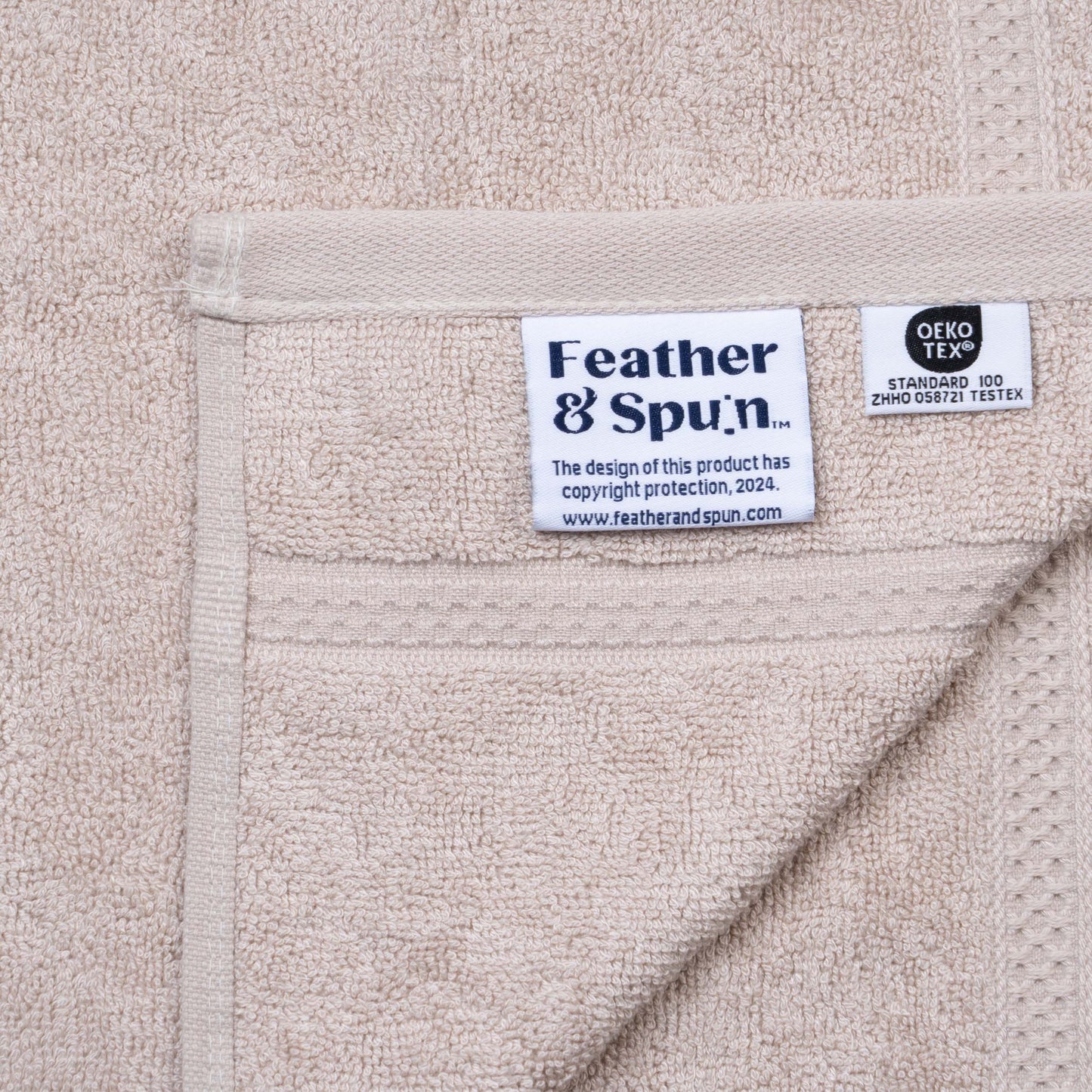 Feather & Spun Bamboo Cotton Face Towel | Lavender Fragrance | Oeko-TEX® Standard 100 | Double Needle Stitch | Anti Microbial | 600 GSM | 33 cms x 33 cms - Almond Cream | Pack of 4