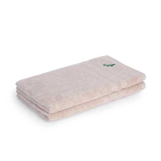 Feather & Spun Bamboo Cotton Hand Towel | Lavender Fragrance | Oeko-TEX® Standard 100 | Double Needle Stitch | Anti Microbial | 600 GSM | 40 cms x 71 cms - Almond Cream | Pack of 2