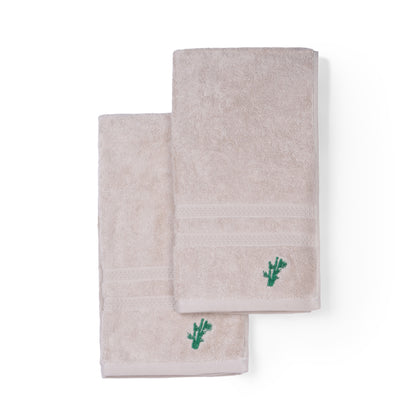 Feather & Spun Bamboo Cotton Hand Towel | Lavender Fragrance | Oeko-TEX® Standard 100 | Double Needle Stitch | Anti Microbial | 600 GSM | 40 cms x 71 cms - Almond Cream | Pack of 2
