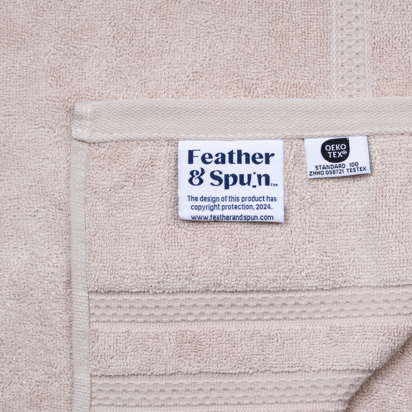 Feather & Spun Bamboo Cotton Hand Towel | Lavender Fragrance | Oeko-TEX® Standard 100 | Double Needle Stitch | Anti Microbial | 600 GSM | 40 cms x 71 cms - Almond Cream | Pack of 2