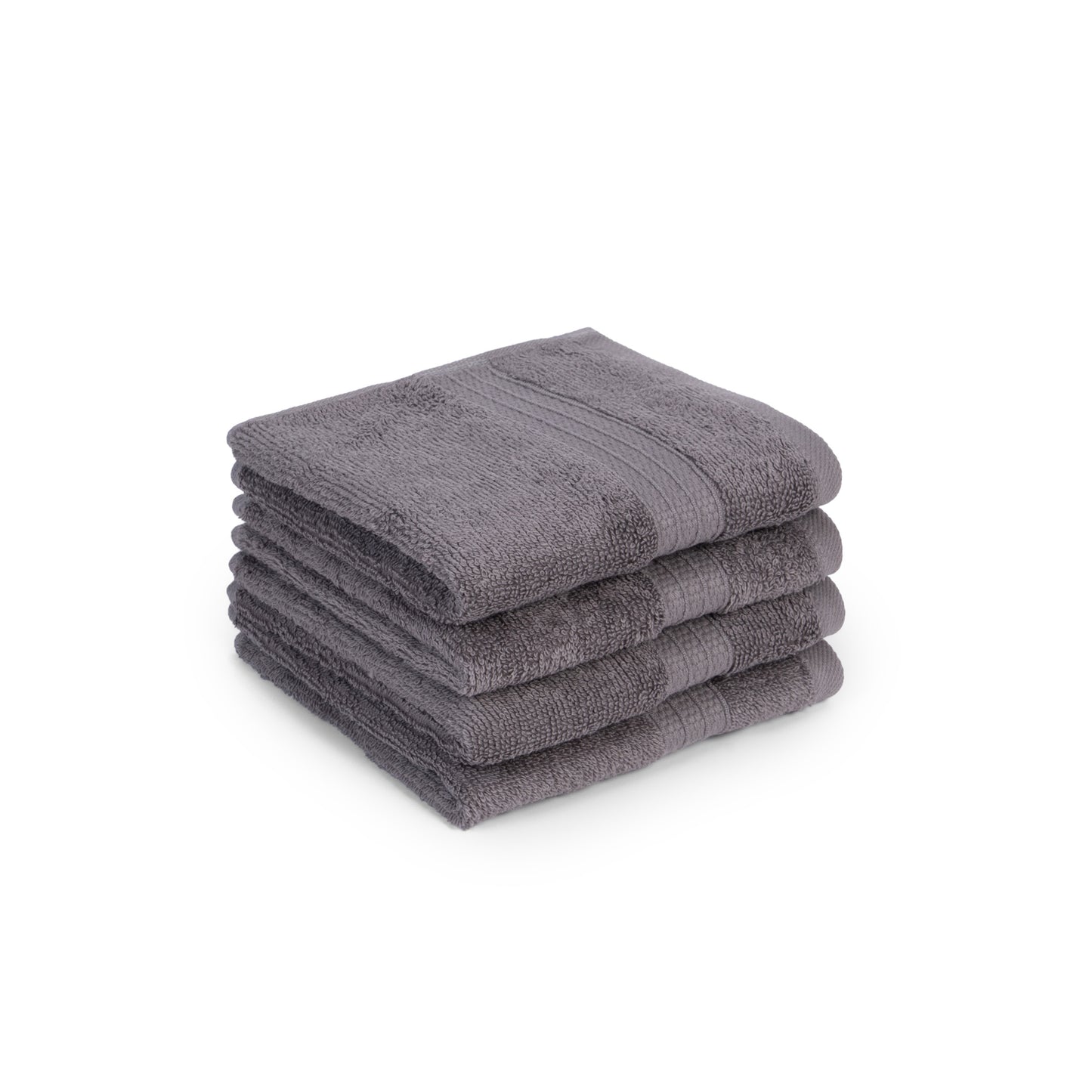 Feather & Spun 100% Organic Face Towel | Lavender Fragrance | Oeko-TEX® Standard 100 | Double Needle Stitch | Anti Microbial | 100% Cotton - 550 GSM | 33 cms x 33 cms - Charcoal Stone | Pack of 4