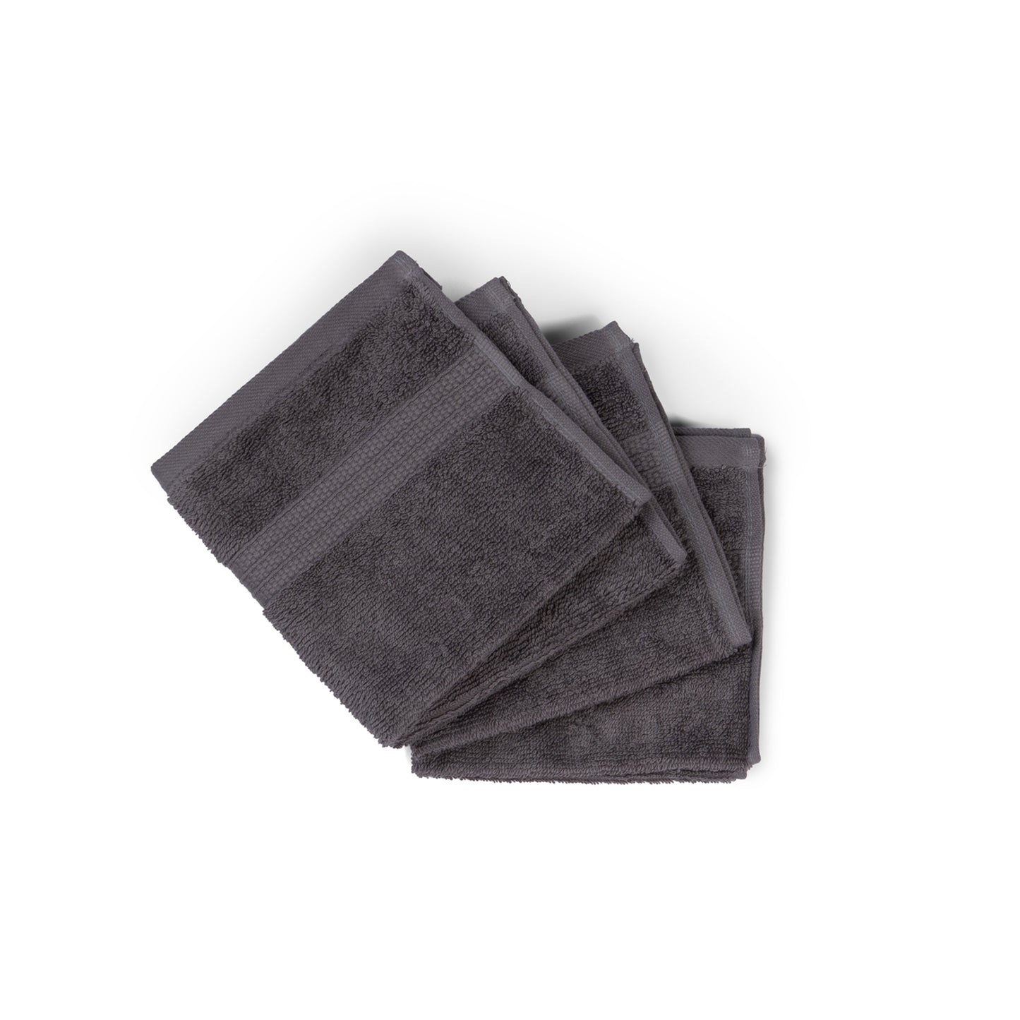 Feather & Spun 100% Organic Face Towel | Lavender Fragrance | Oeko-TEX® Standard 100 | Double Needle Stitch | Anti Microbial | 100% Cotton - 550 GSM | 33 cms x 33 cms - Charcoal Stone | Pack of 4