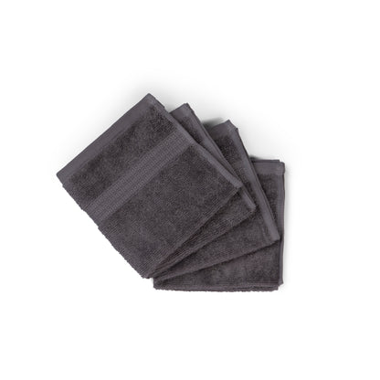 Feather & Spun 100% Organic Face Towel | Lavender Fragrance | Oeko-TEX® Standard 100 | Double Needle Stitch | Anti Microbial | 100% Cotton - 550 GSM | 33 cms x 33 cms - Charcoal Stone | Pack of 4