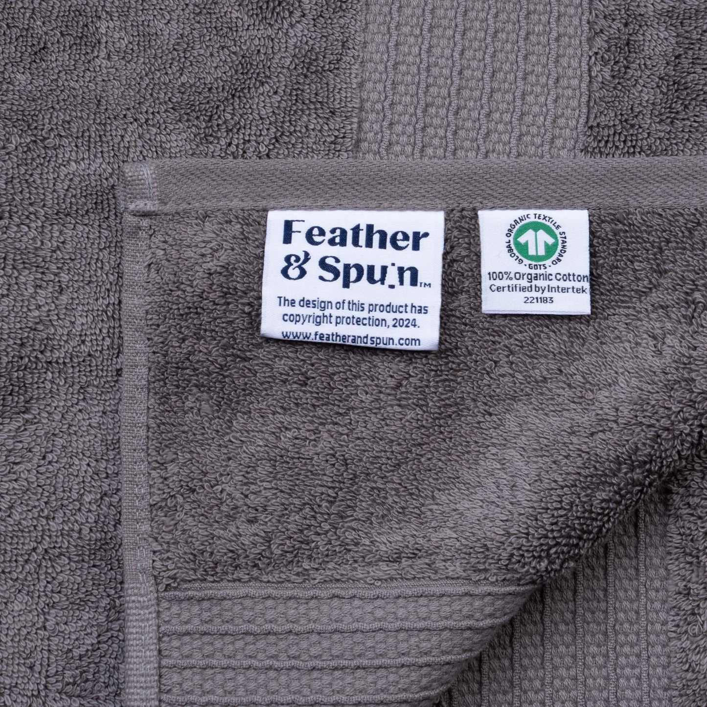 Feather & Spun 100% Organic Bath Towel | Lavender Fragrance | Oeko-TEX® Standard 100 | Double Needle Stitch | Anti Microbial | 100% Cotton - 650 GSM | 76 cms x 137 cms - Charcoal Stone | Pack of 1