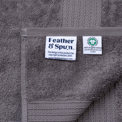 Feather & Spun 100% Organic Bath Towel | Lavender Fragrance | Oeko-TEX® Standard 100 | Double Needle Stitch | Anti Microbial | 100% Cotton - 650 GSM | 76 cms x 137 cms - Charcoal Stone | Pack of 1
