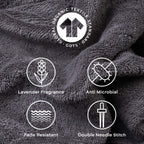 Feather & Spun 100% Organic Bath Towel | Lavender Fragrance | Oeko-TEX® Standard 100 | Double Needle Stitch | Anti Microbial | 100% Cotton - 650 GSM | 76 cms x 137 cms - Charcoal Stone | Pack of 1