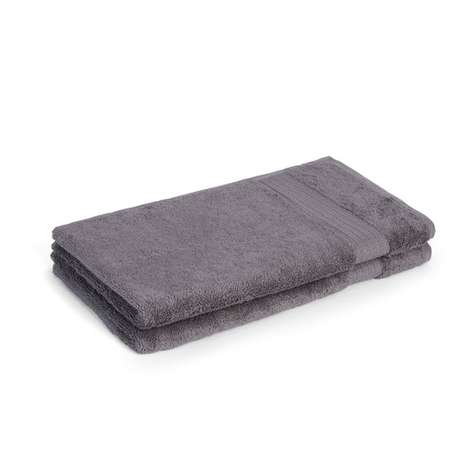 Feather & Spun 100% Organic Hand Towel | Lavender Fragrance | Oeko-TEX® Standard 100 | Double Needle Stitch | Anti Microbial | 100% Cotton - 550 GSM | 45 cms x 76 cms - Charcoal Stone | Pack of 2