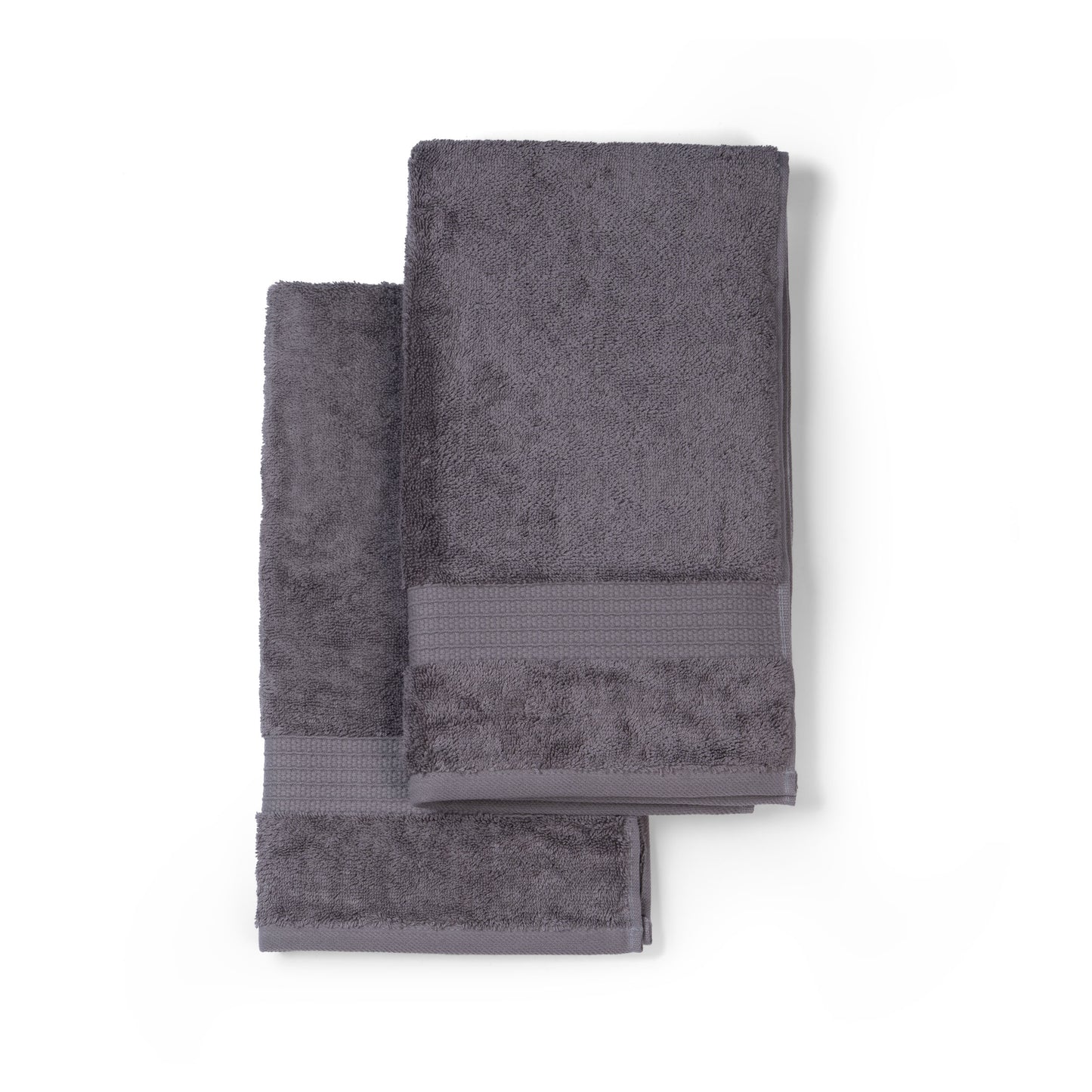 Feather & Spun 100% Organic Hand Towel | Lavender Fragrance | Oeko-TEX® Standard 100 | Double Needle Stitch | Anti Microbial | 100% Cotton - 550 GSM | 45 cms x 76 cms - Charcoal Stone | Pack of 2