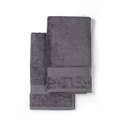 Feather & Spun 100% Organic Hand Towel | Lavender Fragrance | Oeko-TEX® Standard 100 | Double Needle Stitch | Anti Microbial | 100% Cotton - 550 GSM | 45 cms x 76 cms - Charcoal Stone | Pack of 2
