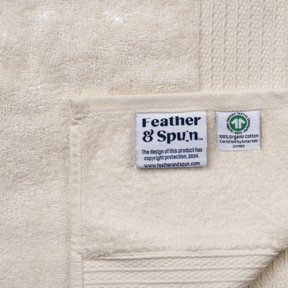 Feather & Spun 100% Organic Bath Towel | Lavender Fragrance | Oeko-TEX® Standard 100 | Double Needle Stitch | Anti Microbial | 100% Cotton - 650 GSM | 76 cms x 137 cms - Cloud Dancer | Pack of 1,