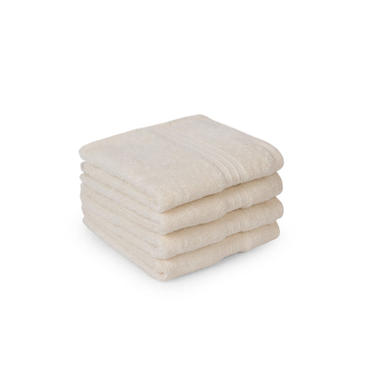 Feather & Spun 100% Organic Face Towel | Lavender Fragrance | Oeko-TEX® Standard 100 | Double Needle Stitch | Anti Microbial | 100% Cotton - 550 GSM | 33 cms x 33 cms - Cloud Dancer | Pack of 4