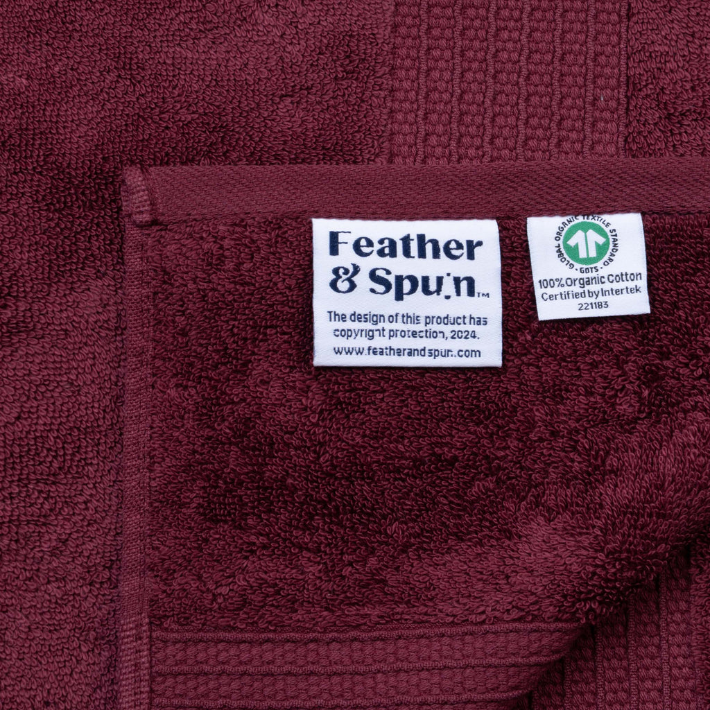 Feather & Spun 100% Organic Bath Towel | Lavender Fragrance | Oeko-TEX® Standard 100 | Double Needle Stitch | Anti Microbial | 100% Cotton - 650 GSM | 76 cms x 137 cms - Cranberry Crush | Pack of 1