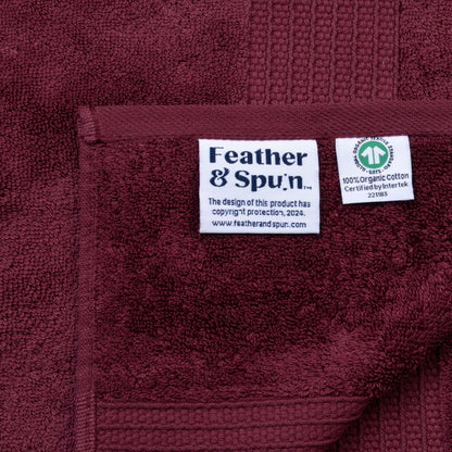 Feather & Spun 100% Organic Bath Towel | Lavender Fragrance | Oeko-TEX® Standard 100 | Double Needle Stitch | Anti Microbial | 100% Cotton - 650 GSM | 76 cms x 137 cms - Cranberry Crush | Pack of 1