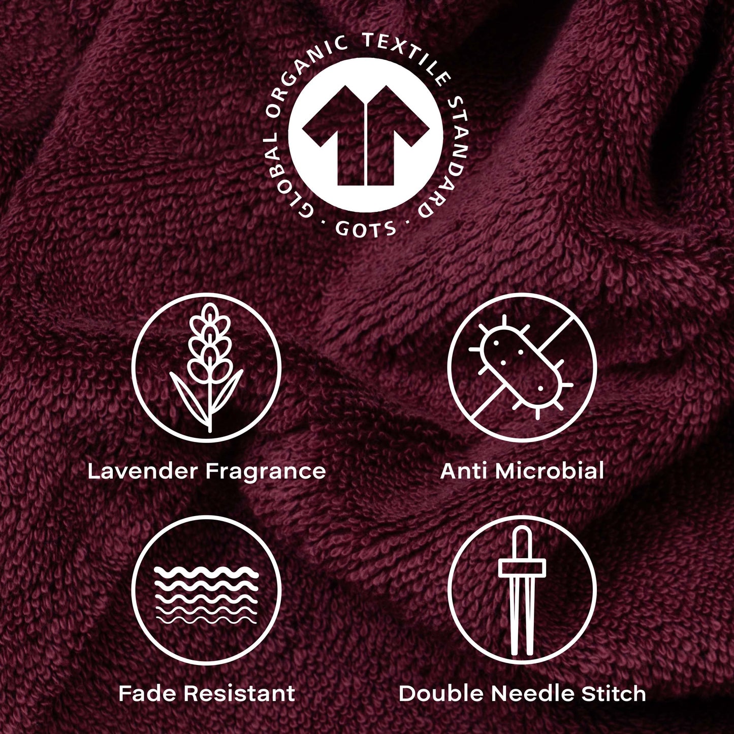 Feather & Spun 100% Organic Bath Towel | Lavender Fragrance | Oeko-TEX® Standard 100 | Double Needle Stitch | Anti Microbial | 100% Cotton - 650 GSM | 76 cms x 137 cms - Cranberry Crush | Pack of 1