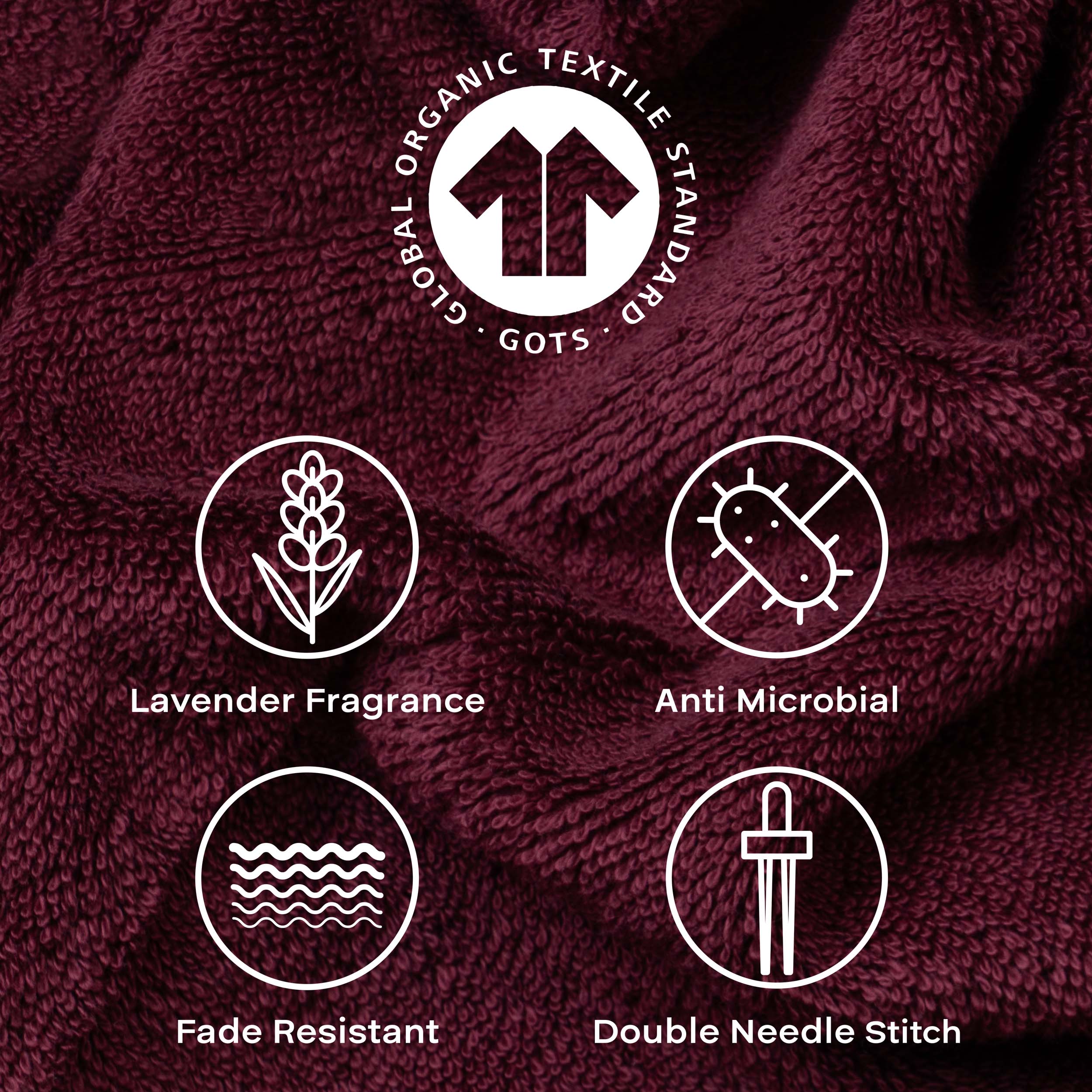 Feather & Spun 100% Organic Bath Towel | Lavender Fragrance | Oeko-TEX® Standard 100 | Double Needle Stitch | Anti Microbial | 100% Cotton - 650 GSM | 76 cms x 137 cms - Cranberry Crush | Pack of 1