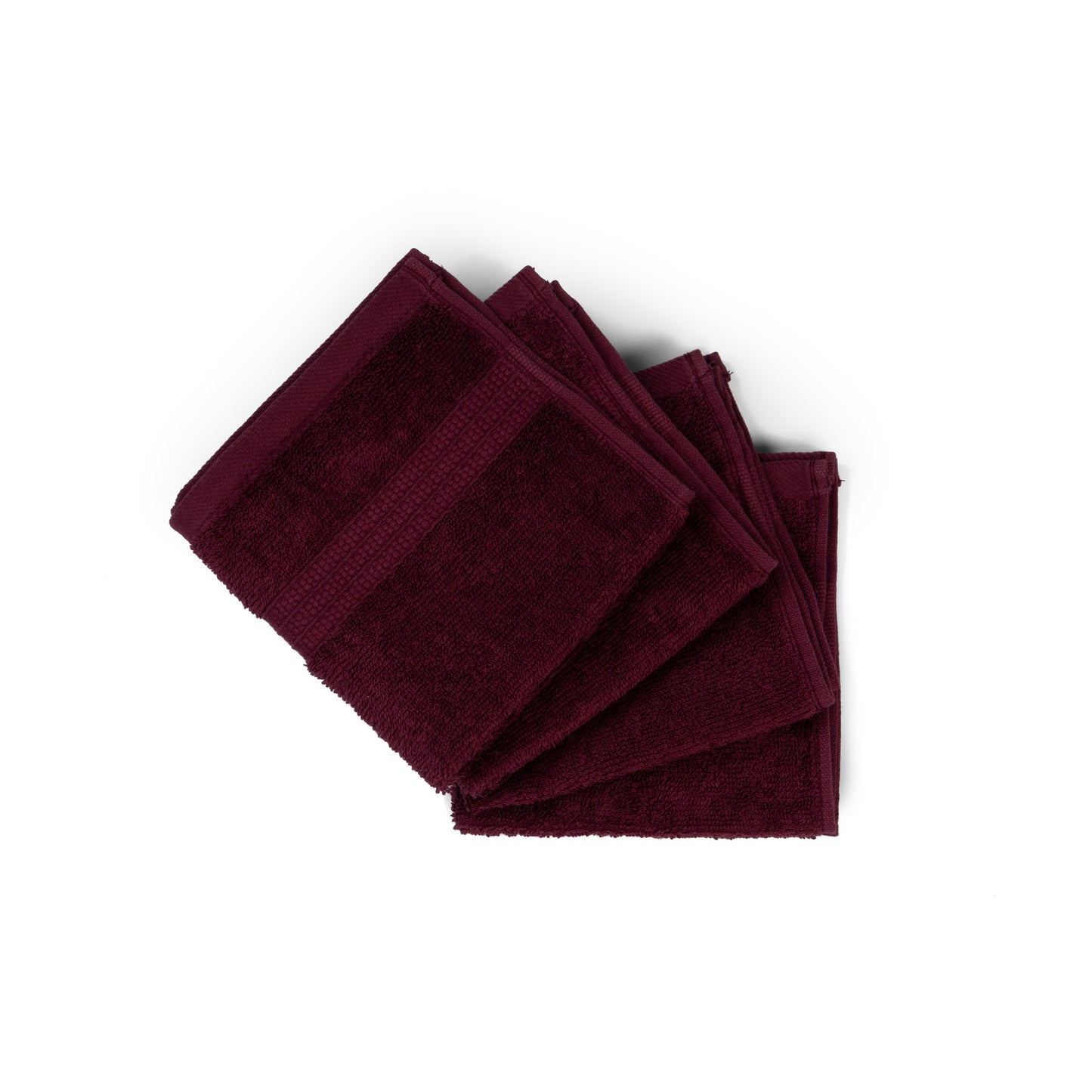 Feather & Spun 100% Organic Face Towel | Lavender Fragrance | Oeko-TEX® Standard 100 | Double Needle Stitch | Anti Microbial | 100% Cotton - 550 GSM | 33 cms x 33 cms - Cranberry Crush | Pack of 4