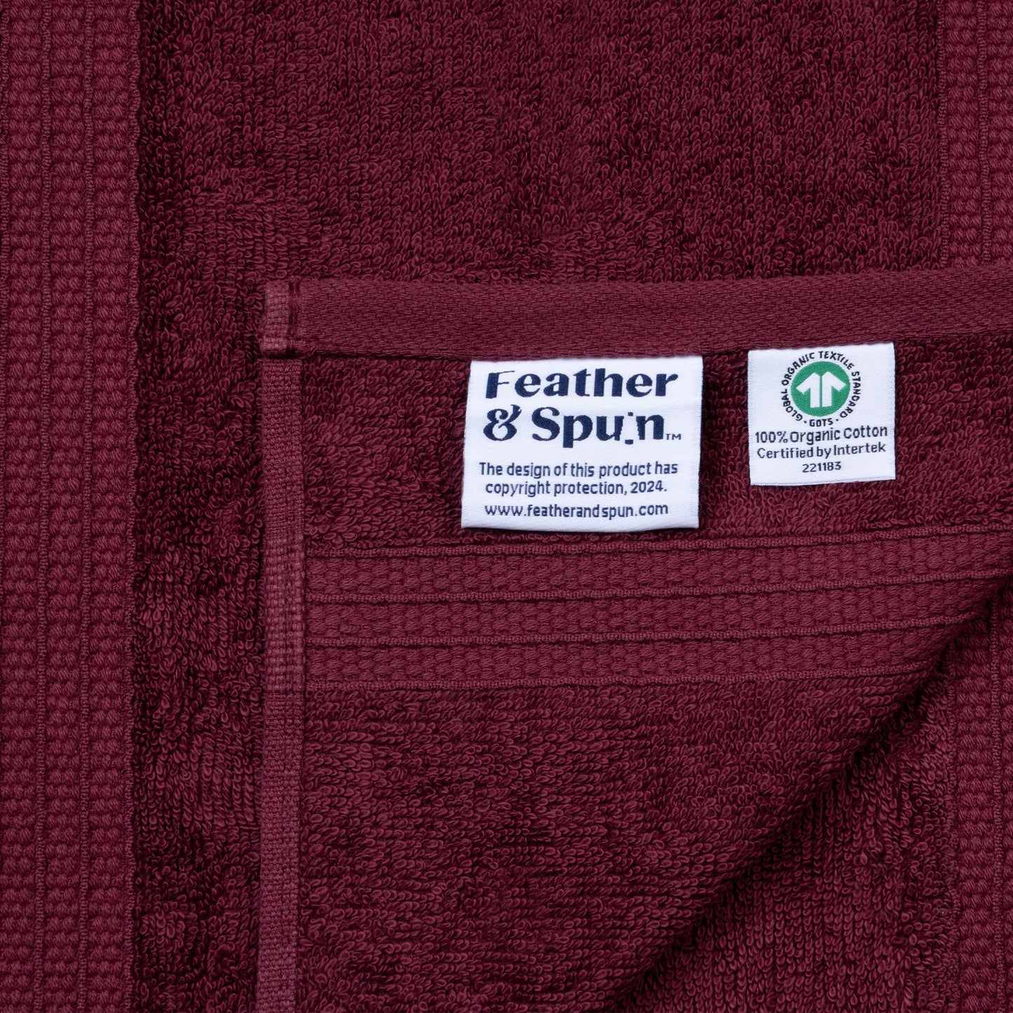 Feather & Spun 100% Organic Face Towel | Lavender Fragrance | Oeko-TEX® Standard 100 | Double Needle Stitch | Anti Microbial | 100% Cotton - 550 GSM | 33 cms x 33 cms - Cranberry Crush | Pack of 4