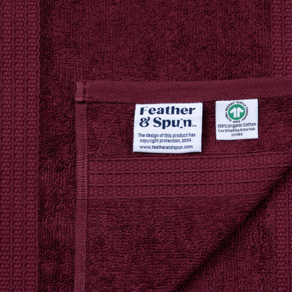 Feather & Spun 100% Organic Face Towel | Lavender Fragrance | Oeko-TEX® Standard 100 | Double Needle Stitch | Anti Microbial | 100% Cotton - 550 GSM | 33 cms x 33 cms - Cranberry Crush | Pack of 4