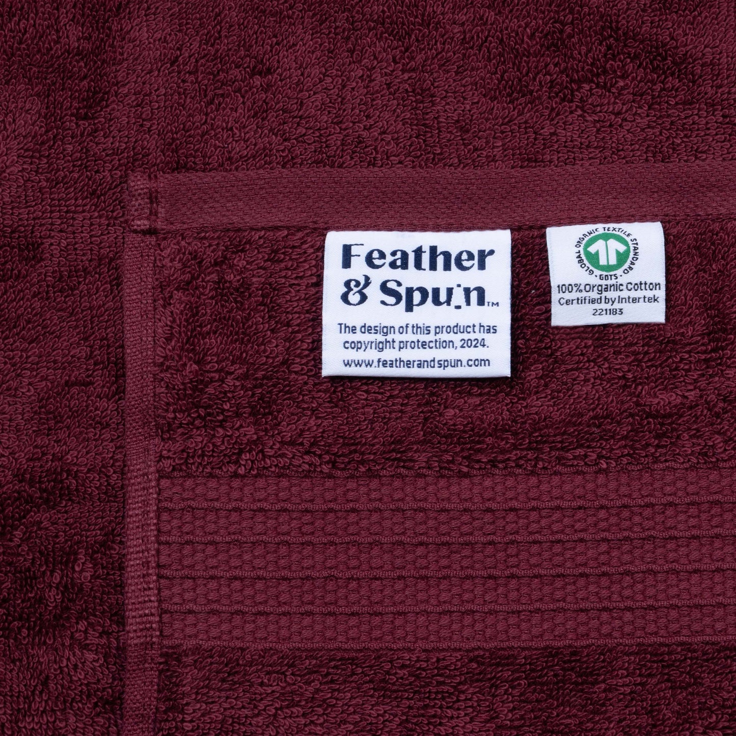 Feather & Spun 100% Organic Hand Towel | Lavender Fragrance | Oeko-TEX® Standard 100 | Double Needle Stitch | Anti Microbial | 100% Cotton - 550 GSM | 45 cms x 76 cms - Cranberry Crush | Pack of 2
