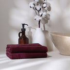 Feather & Spun 100% Organic Hand Towel | Lavender Fragrance | Oeko-TEX® Standard 100 | Double Needle Stitch | Anti Microbial | 100% Cotton - 550 GSM | 45 cms x 76 cms - Cranberry Crush | Pack of 2