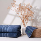 Feather & Spun Bamboo Cotton Bath Towel | Lavender Fragrance | Oeko-TEX® Standard 100 | Double Needle Stitch | Anti Microbial | 600 GSM | 76 cms x 137 cms - Midnight Indigo | Pack of 1
