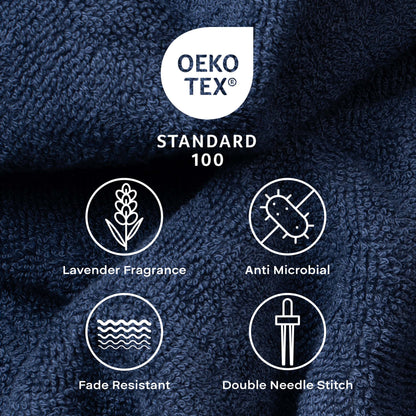 Feather & Spun Bamboo Cotton Bath Towel | Lavender Fragrance | Oeko-TEX® Standard 100 | Double Needle Stitch | Anti Microbial | 600 GSM | 76 cms x 137 cms - Midnight Indigo | Pack of 1
