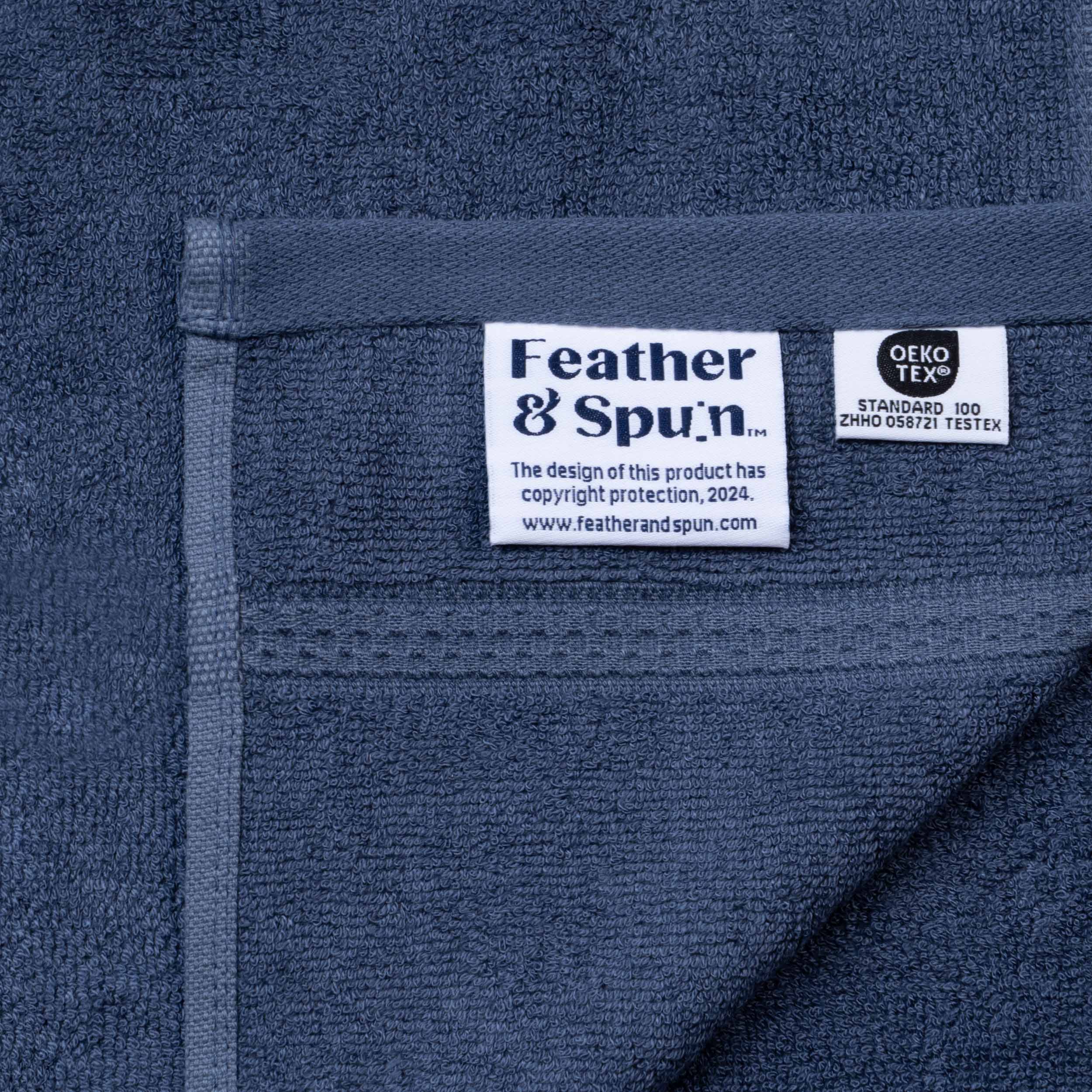 Feather & Spun Bamboo Cotton Face Towel | Lavender Fragrance | Oeko-TEX® Standard 100 | Double Needle Stitch | Anti Microbial | 600 GSM | 33 cms x 33 cms - Midnight Indigo | Pack of 4