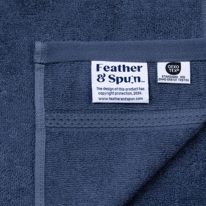 Feather & Spun Bamboo Cotton Face Towel | Lavender Fragrance | Oeko-TEX® Standard 100 | Double Needle Stitch | Anti Microbial | 600 GSM | 33 cms x 33 cms - Midnight Indigo | Pack of 4