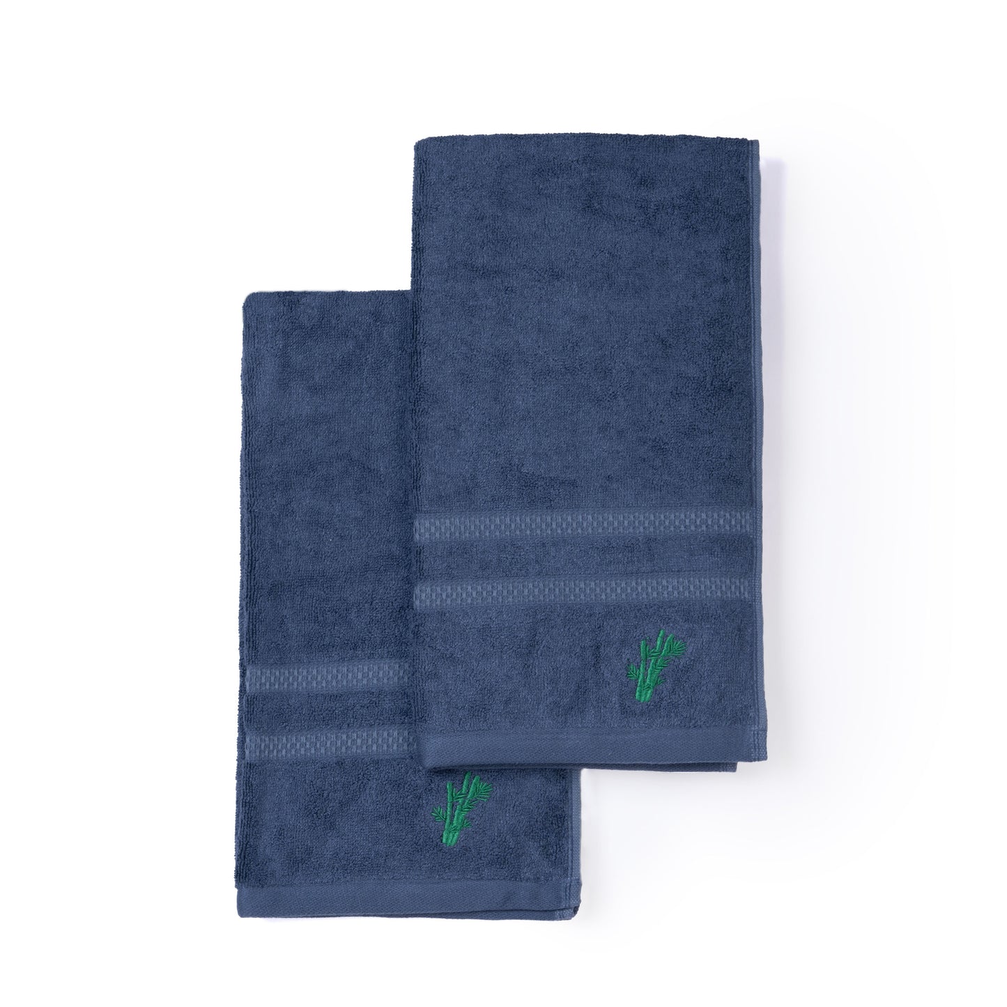 Feather & Spun Bamboo Cotton Hand Towel | Lavender Fragrance | Oeko-TEX® Standard 100 | Double Needle Stitch | Anti Microbial | 600 GSM | 40 cms x 71 cms - Midnight Indigo | Pack of 2