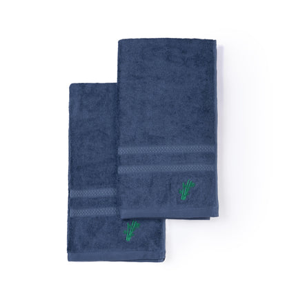 Feather & Spun Bamboo Cotton Hand Towel | Lavender Fragrance | Oeko-TEX® Standard 100 | Double Needle Stitch | Anti Microbial | 600 GSM | 40 cms x 71 cms - Midnight Indigo | Pack of 2