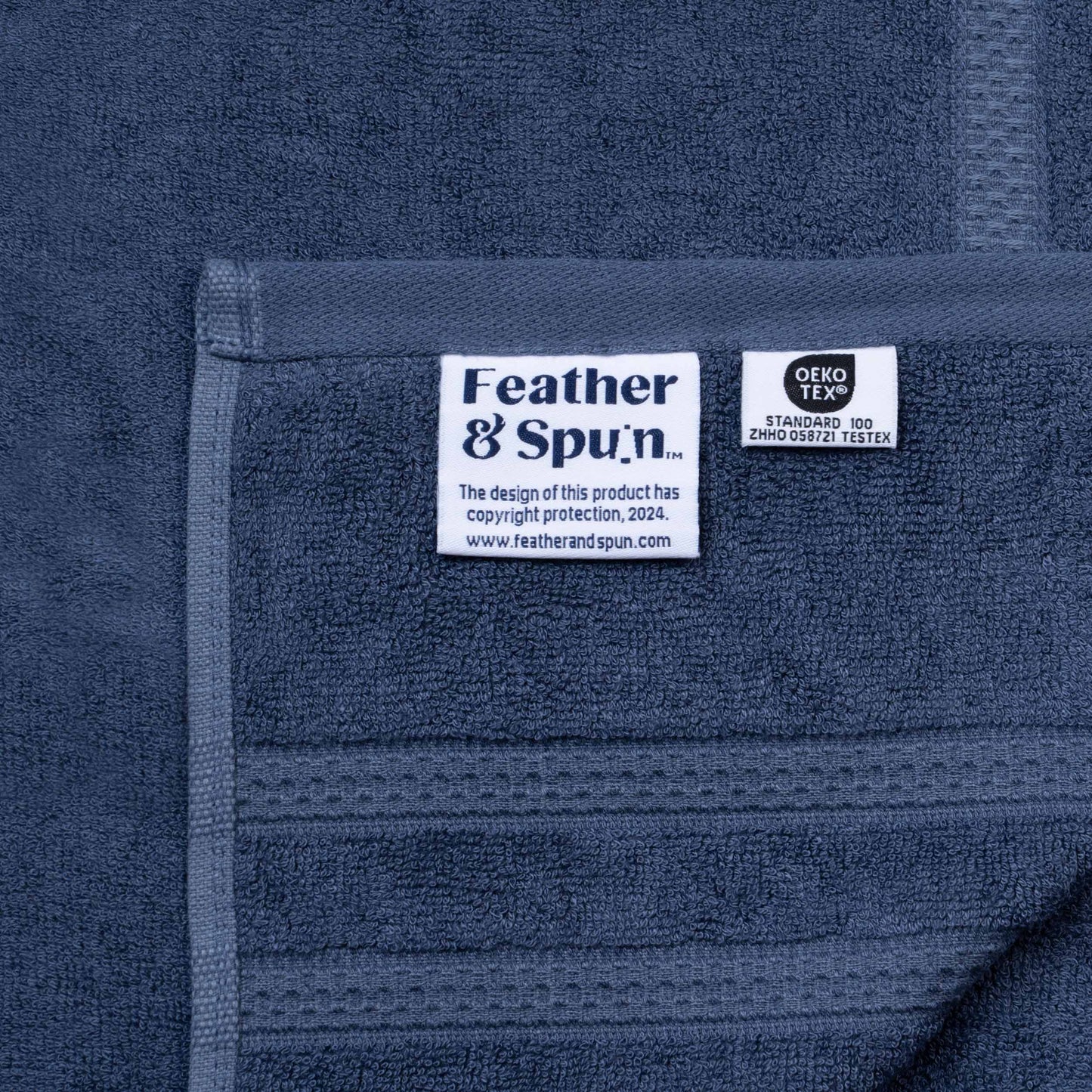 Feather & Spun Bamboo Cotton Hand Towel | Lavender Fragrance | Oeko-TEX® Standard 100 | Double Needle Stitch | Anti Microbial | 600 GSM | 40 cms x 71 cms - Midnight Indigo | Pack of 2