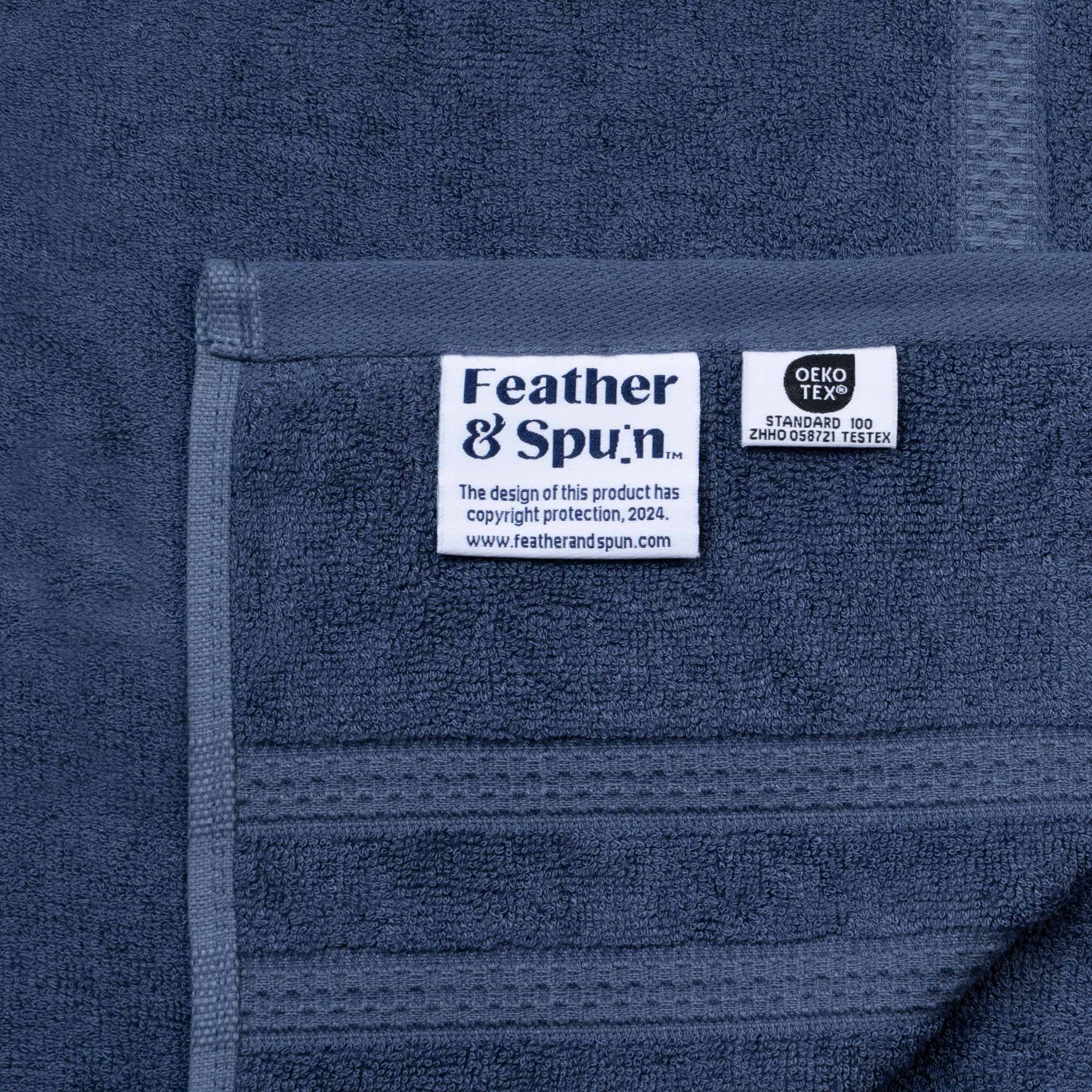 Feather & Spun Bamboo Cotton Hand Towel | Lavender Fragrance | Oeko-TEX® Standard 100 | Double Needle Stitch | Anti Microbial | 600 GSM | 40 cms x 71 cms - Midnight Indigo | Pack of 2