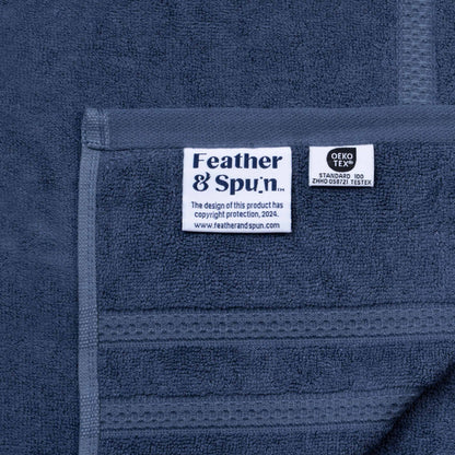 Feather & Spun Bamboo Cotton Hand Towel | Lavender Fragrance | Oeko-TEX® Standard 100 | Double Needle Stitch | Anti Microbial | 600 GSM | 40 cms x 71 cms - Midnight Indigo | Pack of 2