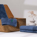 Feather & Spun Bamboo Cotton Hand Towel | Lavender Fragrance | Oeko-TEX® Standard 100 | Double Needle Stitch | Anti Microbial | 600 GSM | 40 cms x 71 cms - Midnight Indigo | Pack of 2