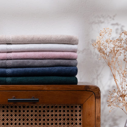 Feather & Spun Bamboo Cotton Hand Towel | Lavender Fragrance | Oeko-TEX® Standard 100 | Double Needle Stitch | Anti Microbial | 600 GSM | 40 cms x 71 cms - Midnight Indigo | Pack of 2