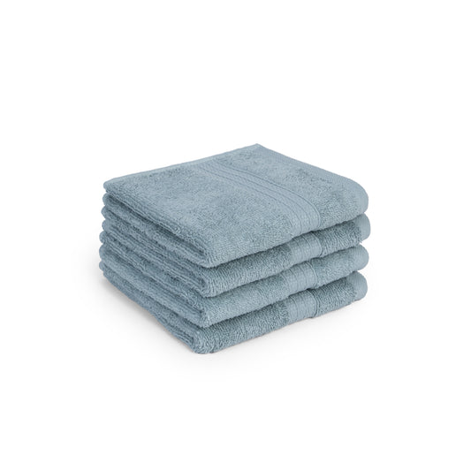 Feather & Spun 100% Organic Face Towel | Lavender Fragrance | Oeko-TEX® Standard 100 | Double Needle Stitch | Anti Microbial | 100% Cotton - 550 GSM | 33 cms x 33 cms - Mint Breeze | Pack of 4
