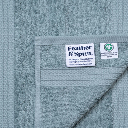 Feather & Spun 100% Organic Face Towel | Lavender Fragrance | Oeko-TEX® Standard 100 | Double Needle Stitch | Anti Microbial | 100% Cotton - 550 GSM | 33 cms x 33 cms - Mint Breeze | Pack of 4