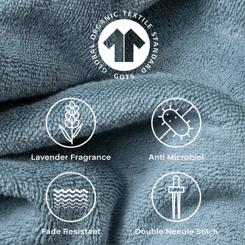 Feather & Spun 100% Organic Face Towel | Lavender Fragrance | Oeko-TEX® Standard 100 | Double Needle Stitch | Anti Microbial | 100% Cotton - 550 GSM | 33 cms x 33 cms - Mint Breeze | Pack of 4