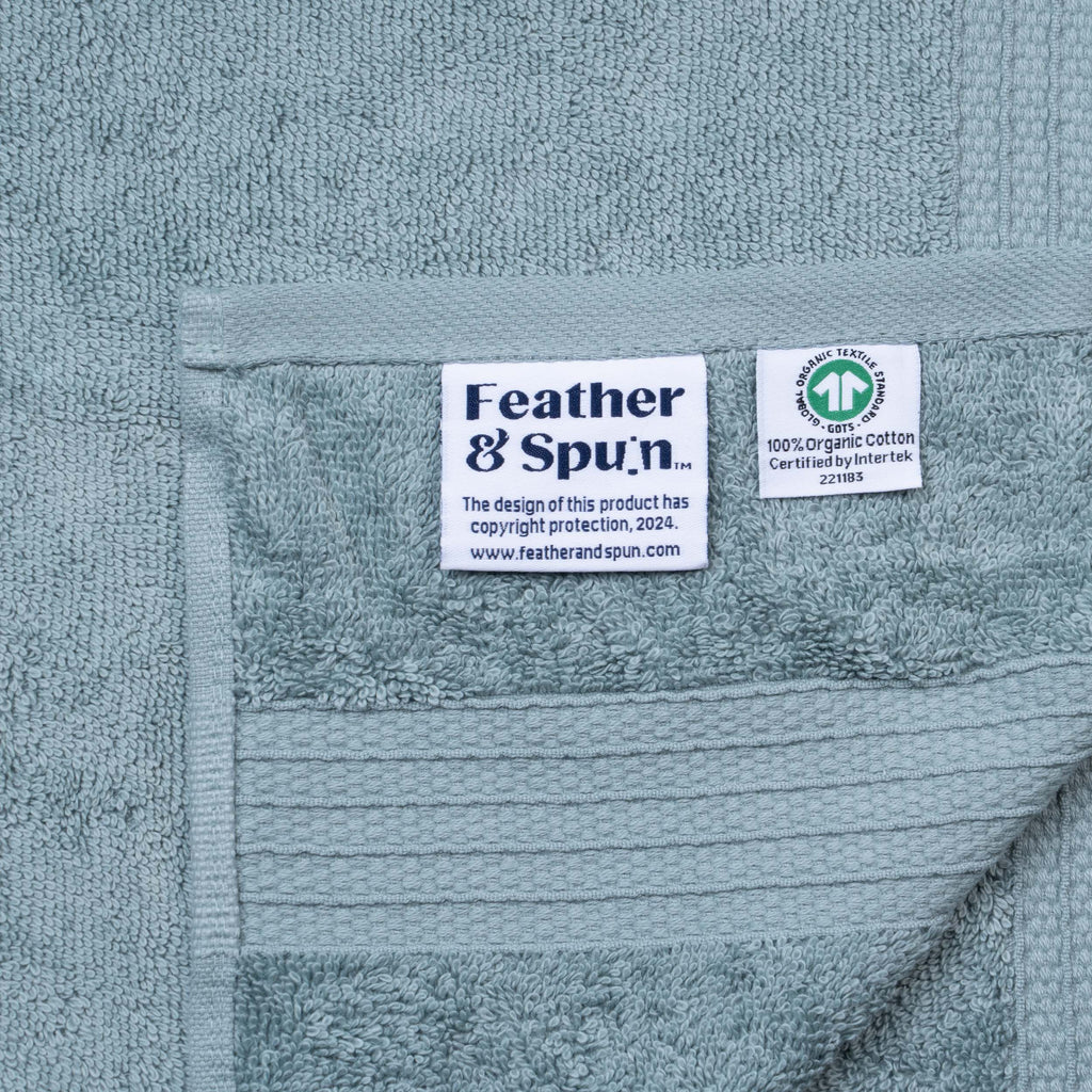 Feather & Spun 100% Organic Hand Towel | Lavender Fragrance | Oeko-TEX® Standard 100 | Double Needle Stitch | Anti Microbial | 100% Cotton - 550 GSM | 45 cms x 76 cms - Mint Breeze | Pack of 2