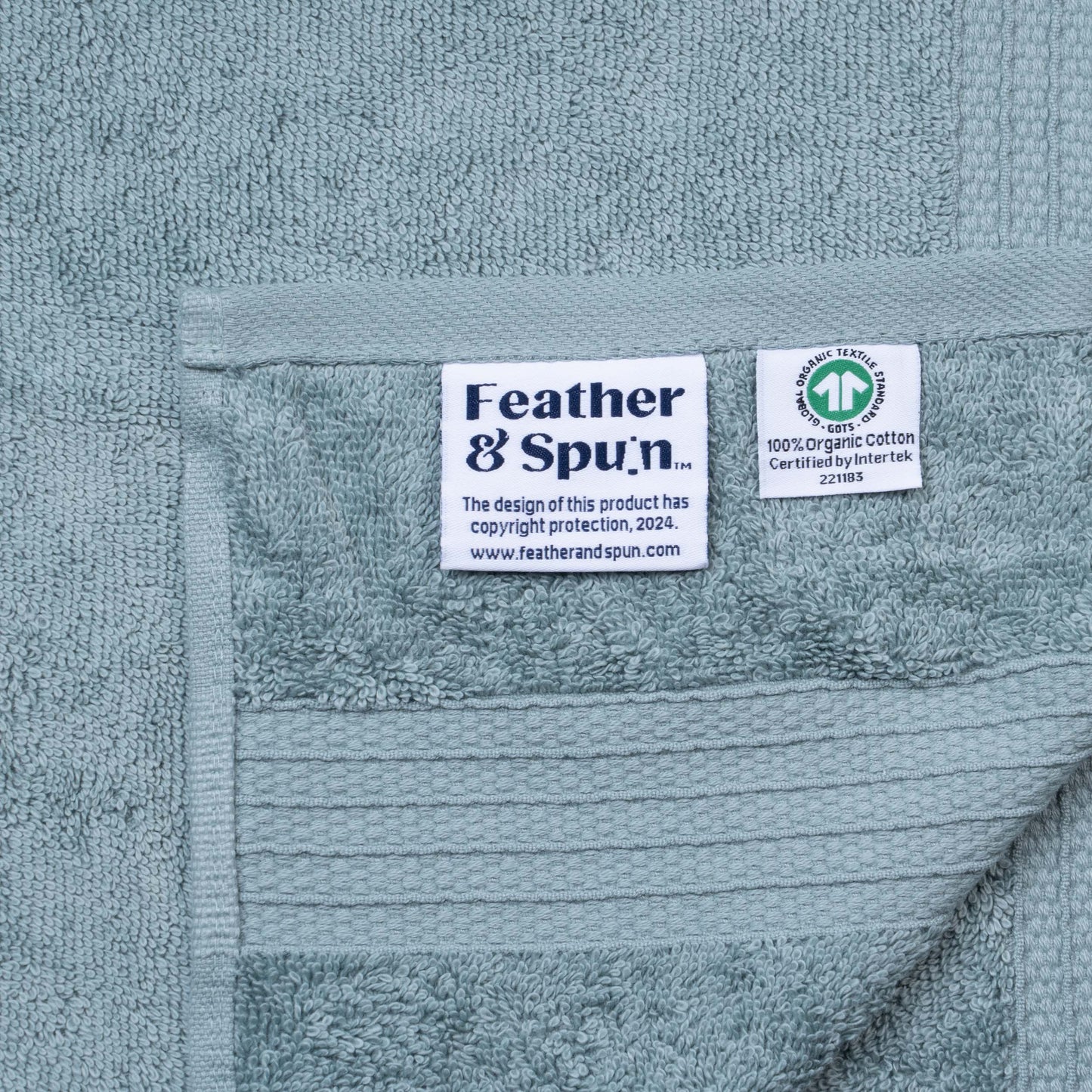 Feather & Spun 100% Organic Hand Towel | Lavender Fragrance | Oeko-TEX® Standard 100 | Double Needle Stitch | Anti Microbial | 100% Cotton - 550 GSM | 45 cms x 76 cms - Mint Breeze | Pack of 2
