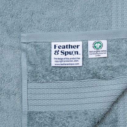 Feather & Spun 100% Organic Hand Towel | Lavender Fragrance | Oeko-TEX® Standard 100 | Double Needle Stitch | Anti Microbial | 100% Cotton - 550 GSM | 45 cms x 76 cms - Mint Breeze | Pack of 2
