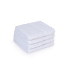 Feather & Spun Bamboo Cotton Face Towel | Lavender Fragrance | Oeko-TEX® Standard 100 | Double Needle Stitch | Anti Microbial | 600 GSM | 33 cms x 33 cms - Pure Snow | Pack of 4